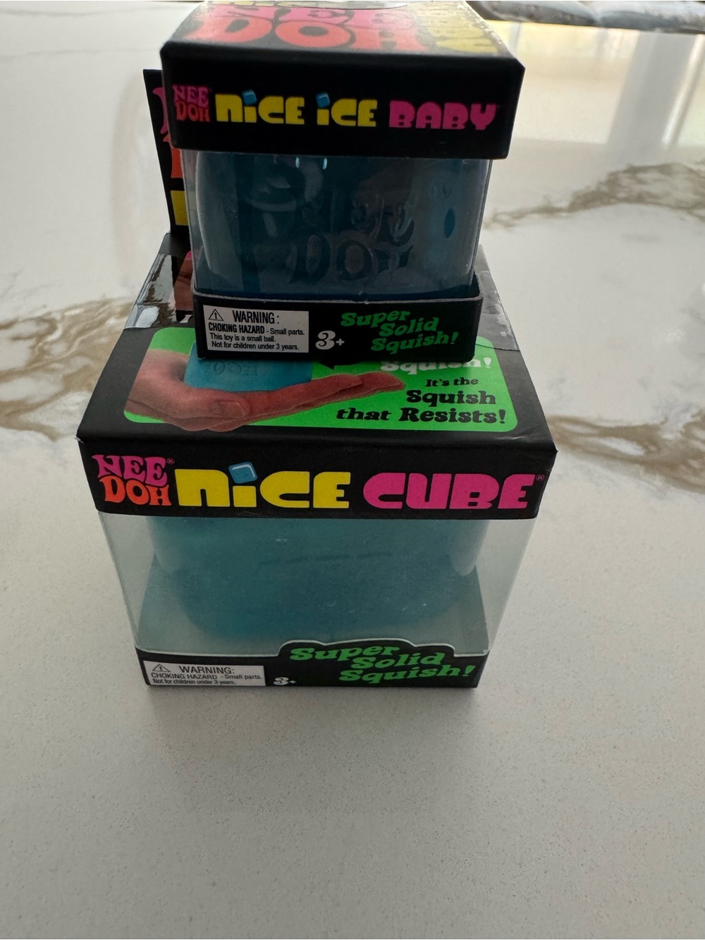 NeeDoh Nice Cube and Nice Ice Baby Squishy Toys set of 2 blue